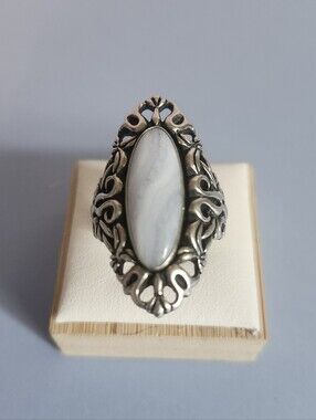 Carolyn Pollack Southwestern Natural Blue Lace Agate Ring 925 Silver Size 9.25